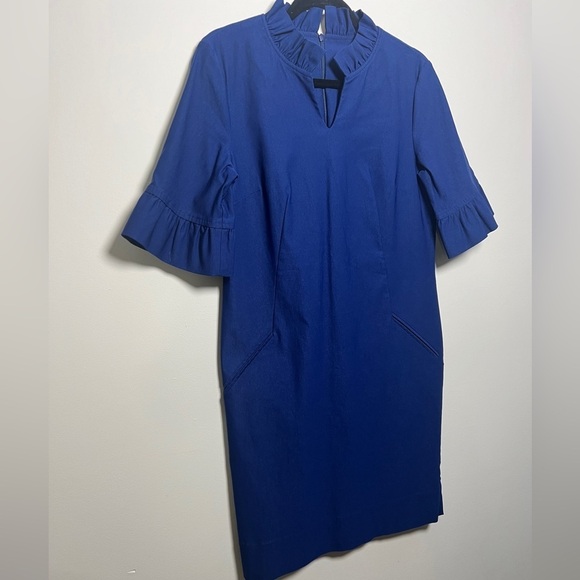 Sara Campbell Ruffled V-Neck Bell Sleeve Shift Dress - Picture 2 of 6